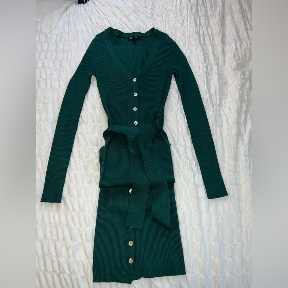 Long sleeve button down dress with belt